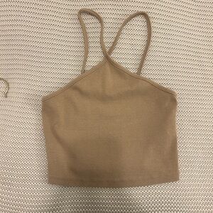 Zara Tan Ribbed Women's Crop Top